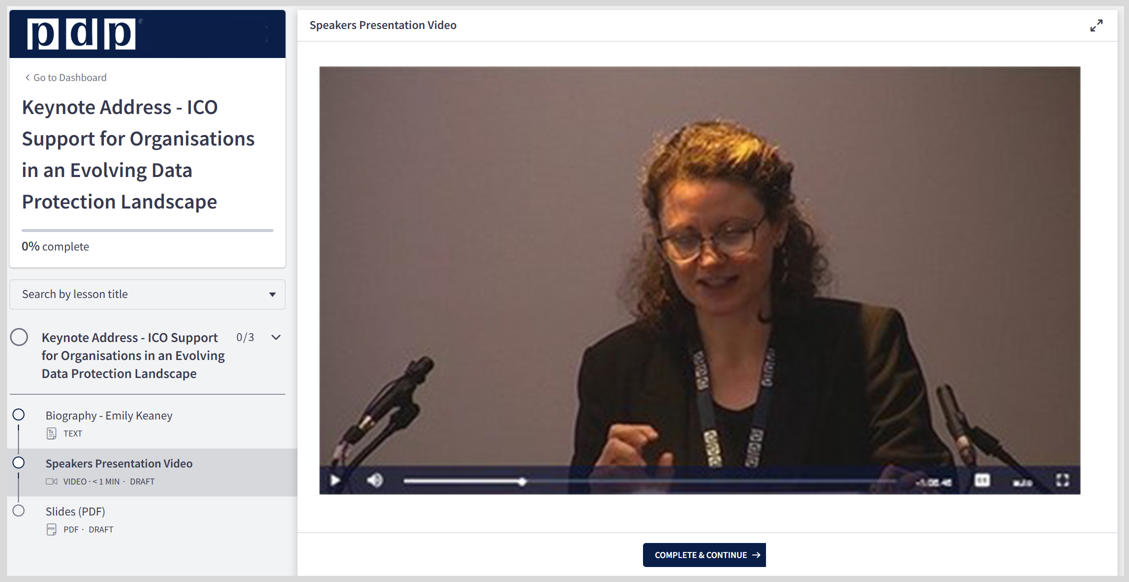 Screenshot of conference platform